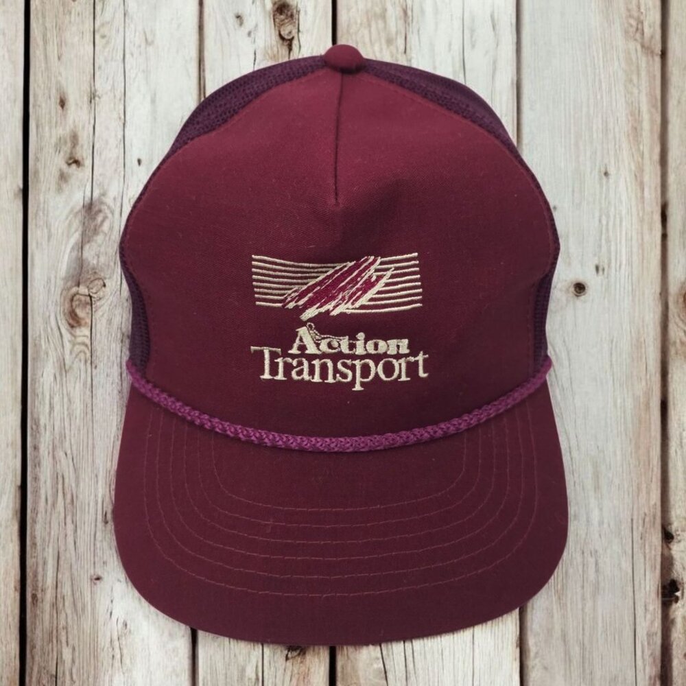 Action Transport Mesh Snapback Cap Embroidered Logo Trucker Baseball Hat